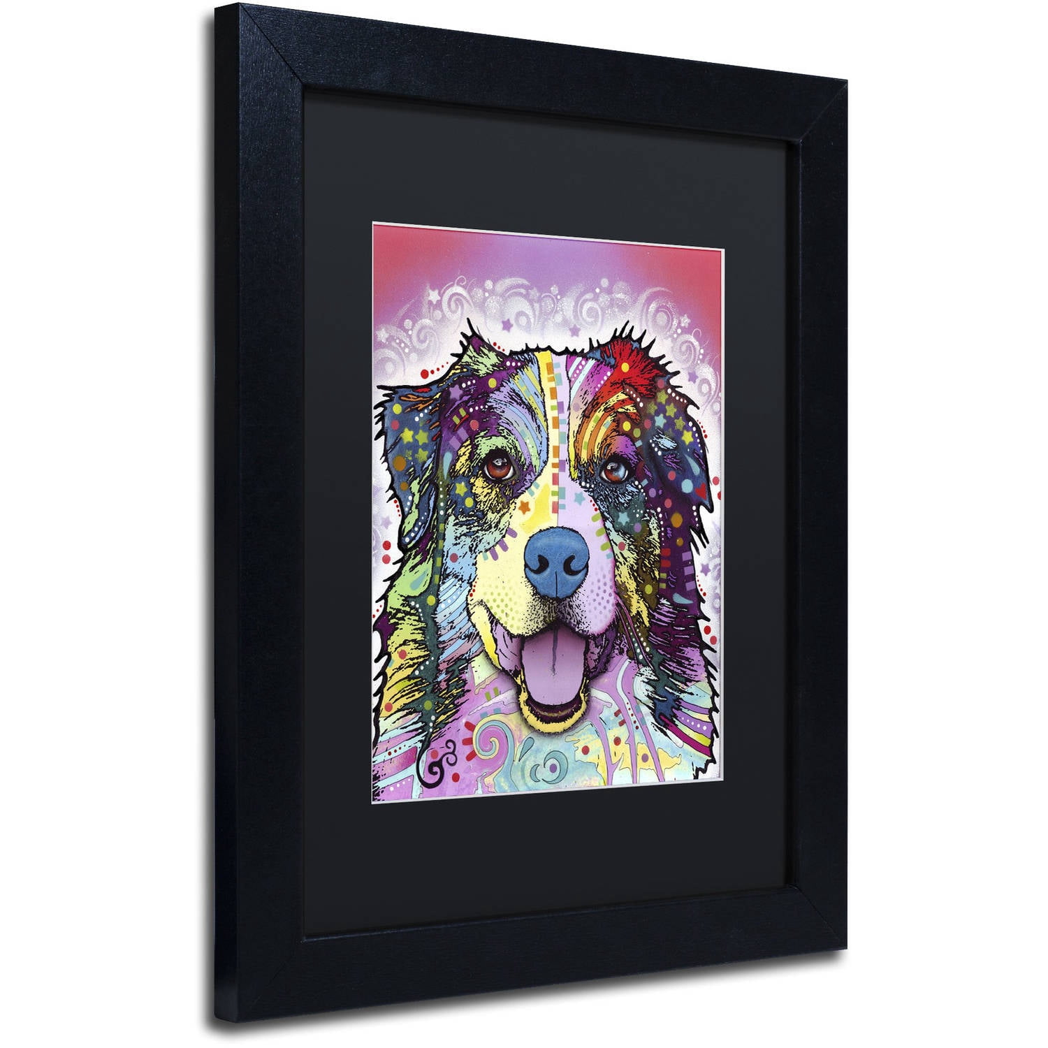 Trademark Fine Art "Australian Shepherd" Canvas Art by Dean Russo, Black Matte, Black Frame