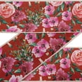 thumbnail image 1 of IBA Indianbeautifulart Dentelle en Tissu Aquarelle Fleurs Rouges & Feuilles, Dentelle de Couture Imprimée Dupion Trim Tape par 9 Yards 3 Pouces, 1 of 1