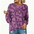 thumbnail image 4 of Women's Floral Print Sweatshirt 2025 Fall Long Sleeve Loose Crewneck Pullovers Stylish Workout Casual Tee Tops, 4 of 8
