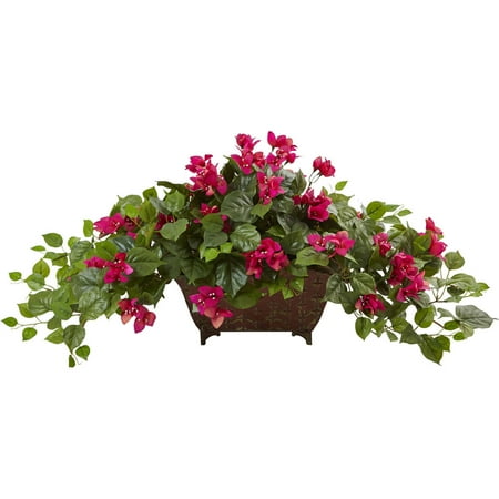 Natural Metal - Nearly Natural Bougainvillea in Metal Planter