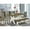 Smoke, variant on East West Furniture X027VE005-6 6 Piece Table Set - Linen White Wooden Dining Table, 1 Wooden Bench and 4 Grey Linen Fabric Parson Chairs with Nailheads - Wire Brushed Linen White Finish