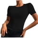 thumbnail image 1 of Blusa superior sexy de manga corta sólida con cuello redondo de verano para mujer con estilo OAVQHLG3B Store lin121212, 1 of 5