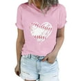 thumbnail image 1 of T-Shirt à Manches Courtes pour Femmes Liquidation T-Shirt en Chiffon pour Femmes T-Shirt de Baseball pour Femmes Amour Classique Col Rond Décontracté T-Shirt de Baseball à Manches Courtes, 1 of 7