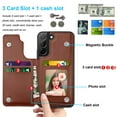 thumbnail image 2 of Takfox For Samsung Galaxy S22 Plus Wallet Case with Card Holder, PU Leather Credit Card Slots Slim Protective Folio Flip Case TPU Frame Bumper Magnetic Closure Cover,Brown, 2 of 6