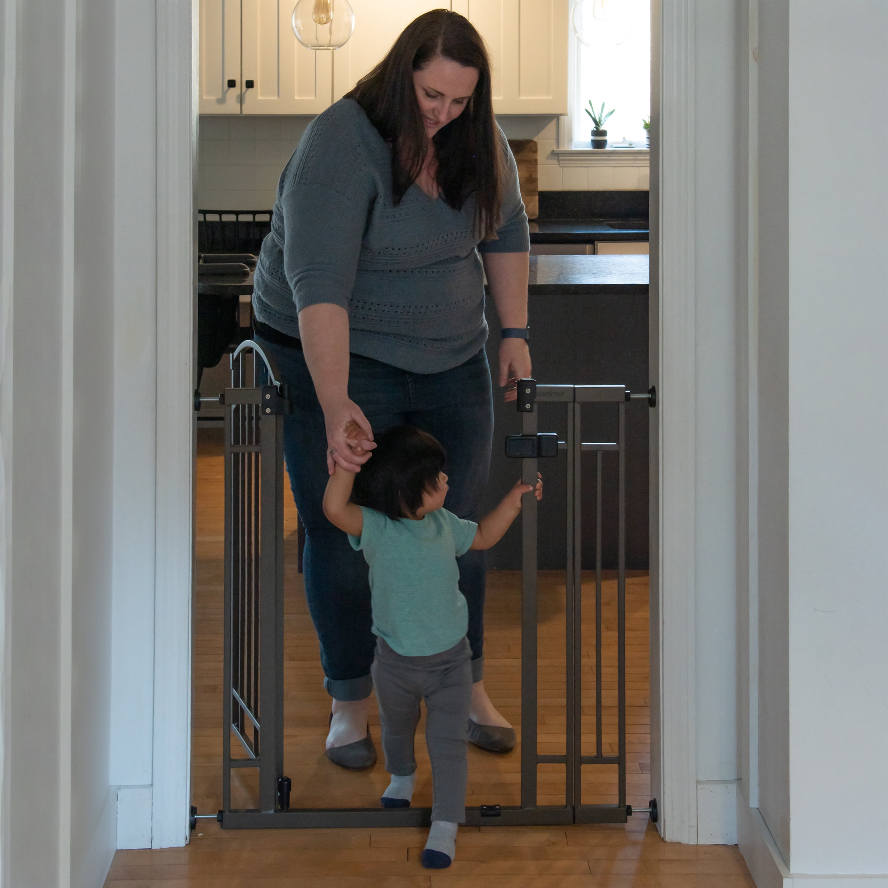 Summer Infant Multi-Use Decorative Extra Tall Safety Pet & Baby Gate, 28' Wide, 36' Height, Pressure / Hardware Mounted, Install on Wall / Banister in Doorway / Stairway, Auto Close Door-Bronze
