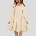 thumbnail image 2 of HCNTES Girls Casual Dresses Adorable Lavender Swiss Dot Long Sleeve Swing Dress for Daily Wear, 2 of 5