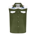 thumbnail image 3 of Camisas de Cuello para los Hombres de Moda Casual Imprimir Turndown Cuello sin Mangas Bolsillos Deportivos Tanque, Ligero Top de Verano, 3 of 5