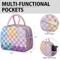 thumbnail image 6 of Lunch Bag Lunch Box for Women Reusable Insulated Lunch Cooler Bags,Large Capacity for Work Travel Picnic,Water-Resistant Multicolored Checkered Retro Lunch Tote Bag Gifts for Woman Mom Pink, 6 of 6