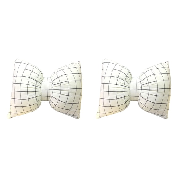 2 Pack Bow Shaped Decorative Throw Pillow, 9.8x7 Inch Plaid Reversible Cushion for Sofa Couch Bed Office Car, Soft Comfortable Bow Pillow for Home Decor Accent