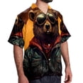 thumbnail image 2 of Vintage Bear Men's Short Sleeve Poplin Shirt, Casual Button Down Shirts, Printed Summer Beach Shirt, Unisex Casual Button Down Top, 2 of 6