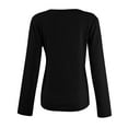 thumbnail image 5 of Women Crewneck Slim Fitted Long Sleeve T Shirts Cute Stretchy Bodycon Basic Tee Tops Black S, 5 of 6