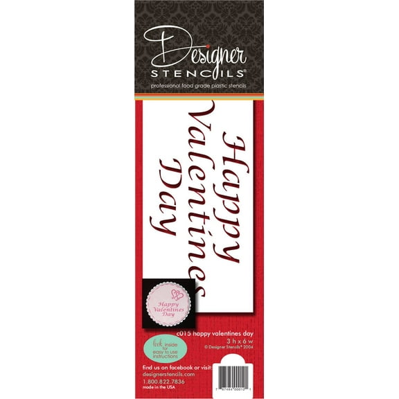 Designer Stencils Happy Valentine's Day Cake Stencil, Beige/semi-transparent