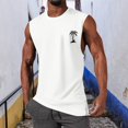 thumbnail image 2 of HCNTES Mens Beach Tank Top Summer Sleeveless Tee Shirt Gym Workout Tanks Sportswear Undershirt Running Vest(White,S), 2 of 4