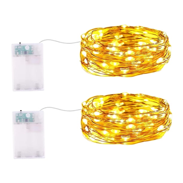Suntekhomebuy - Guirnalda de luces navideñas a pilas, resistente al agua, para bar 2 uds blanco cálido