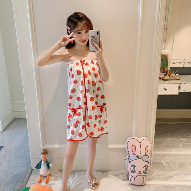 Toalla de baño sin tirantes de estilo coreano, camisón Sexy de verano para mujer, albornoz expandible absorbente de agua estético de puro deseo fino