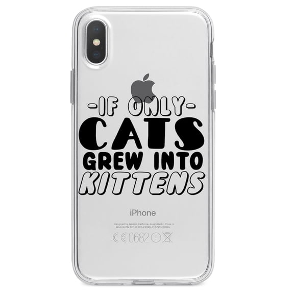 DistinctInk Clear Shockproof Hybrid Case for iPhone X / XS (5.8" Screen) - TPU Bumper Acrylic Back Tempered Glass Screen Protector - If Only Cats Grew Into Kittens