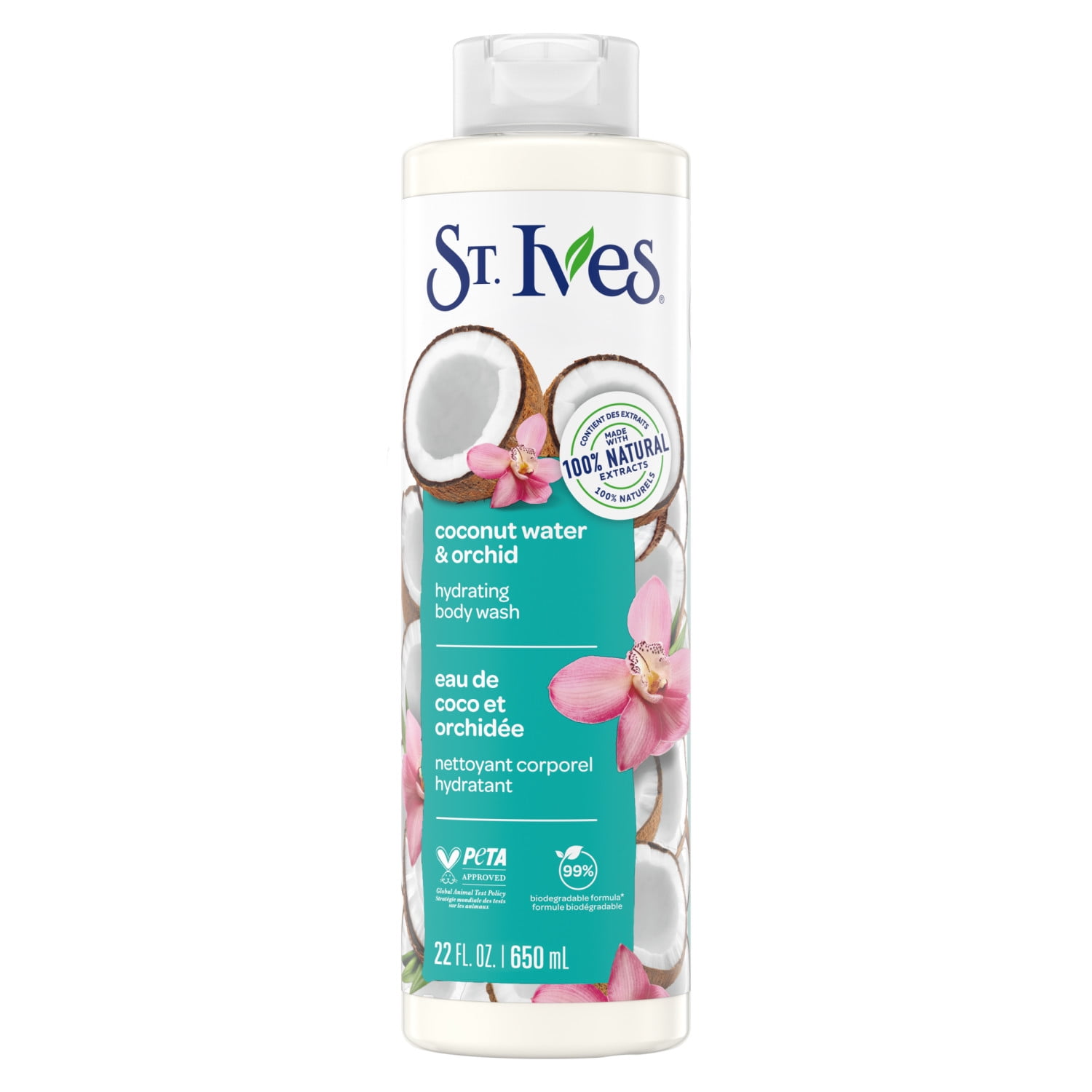 St. Ives Coconut Water & Orchid Body Wash, Hydrating Body Care with Tropical Fragrance, 22oz