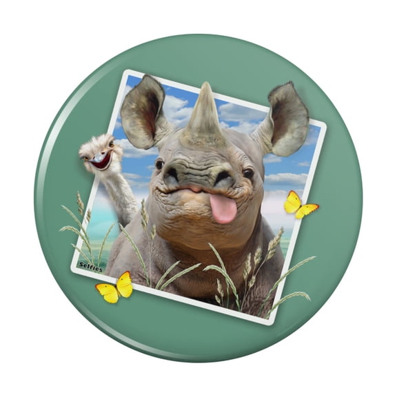 Rhino Rhinoceros Selfie Picture Funny Kitchen Refrigerator Locker Button Magnet
