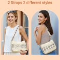 thumbnail image 2 of Bolso bandolera Herald pequeño hecho a mano con bolsillo de paja para mujer, 2 of 8