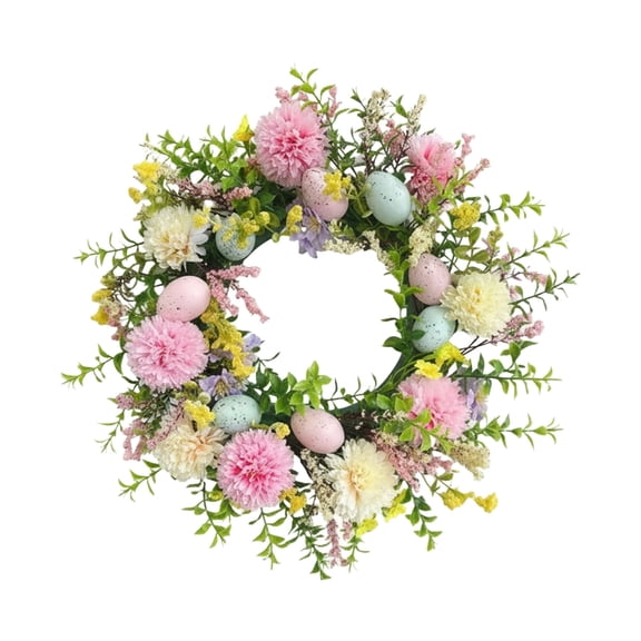 24 Inch Artificial Pink Peony Wreath Faux Floral Natural Vine with Green Leaves Spring Summer Wreath for Home Wall Window Wedding Party Decor