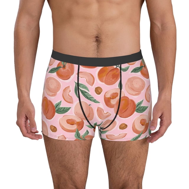 Balery Painting Peach Calzoncillos bóxer para hombre, ropa interior de algodón suave y transpirable con cinturilla de nailon-Small