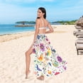 thumbnail image 6 of FORMRS Womens Long Sarong Beach Wrap Semi-Sheer Bikini Skirt Bathing Swimsuit Cover Up, Purple Cartoon Animals, 6 of 7
