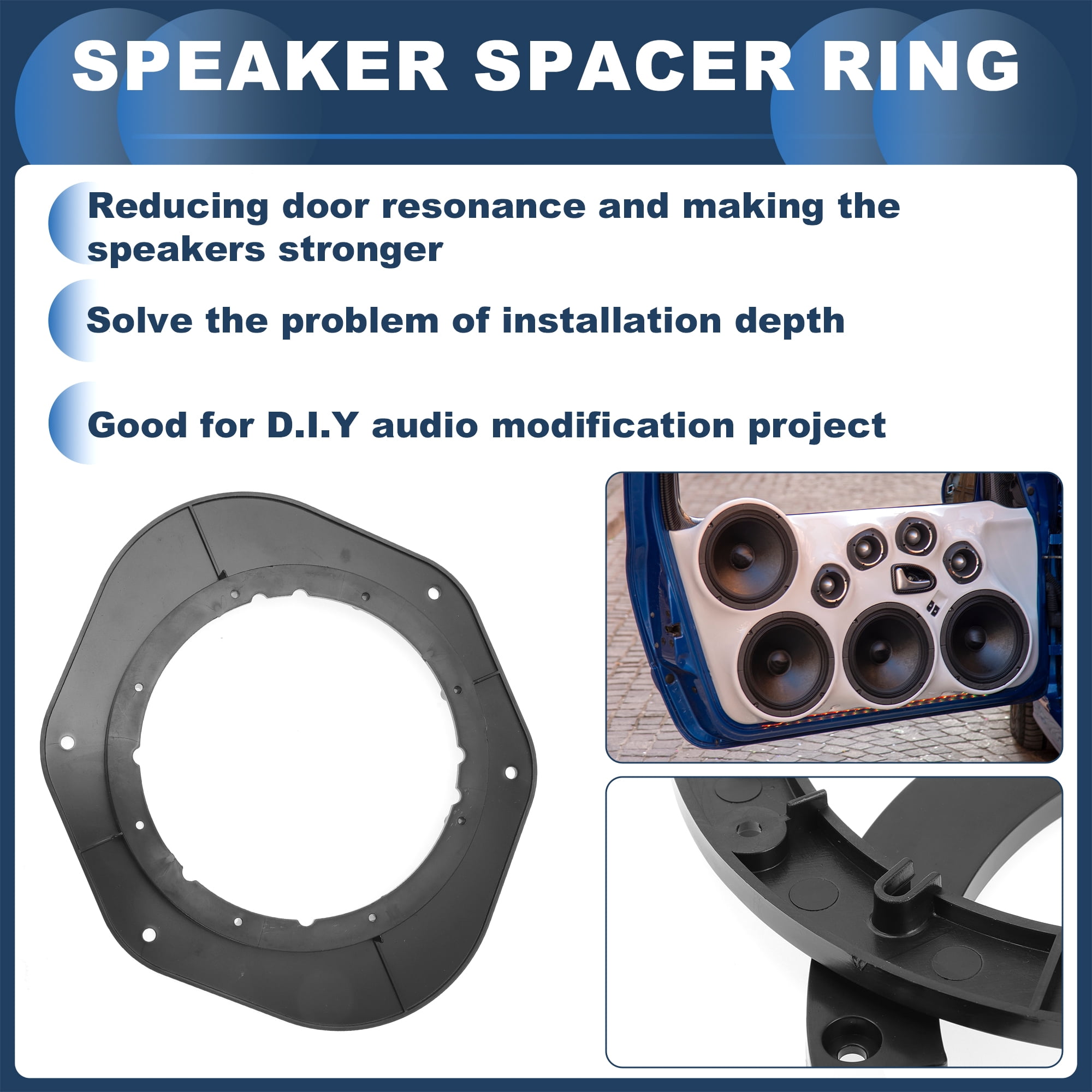 Unique Bargains Speaker Spacer Ring 6x9 to 6.5 for Ford Escape 2013-2021 ABS Black