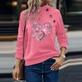 thumbnail image 2 of DeHolifer Women's Sweatshirts Long Sleeve Half Turtleneck Button Heart Print Sweatshirts Loose Casual Fashion Blouse Tops Pink 2XL, 2 of 5