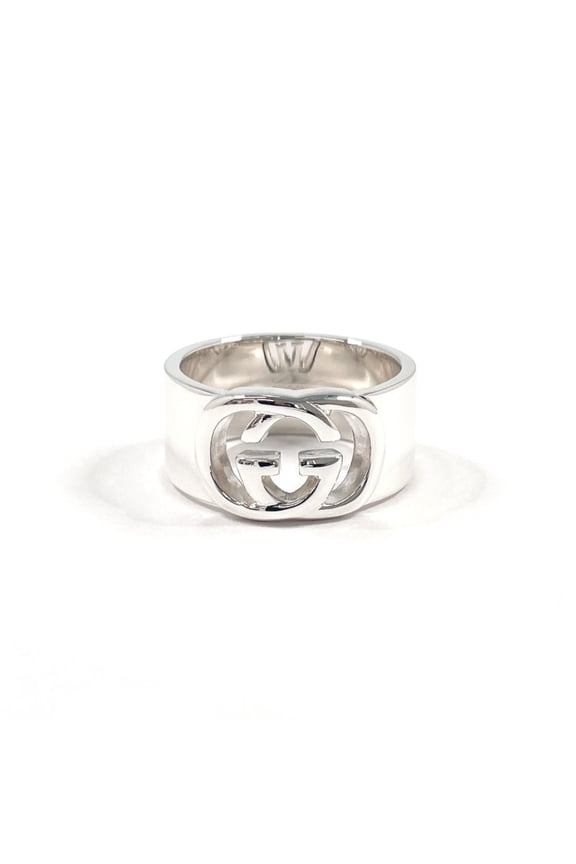 Pre-Owned GUCCI Interlocking G Ring, Sterling Silver 925, Size 18, Men's