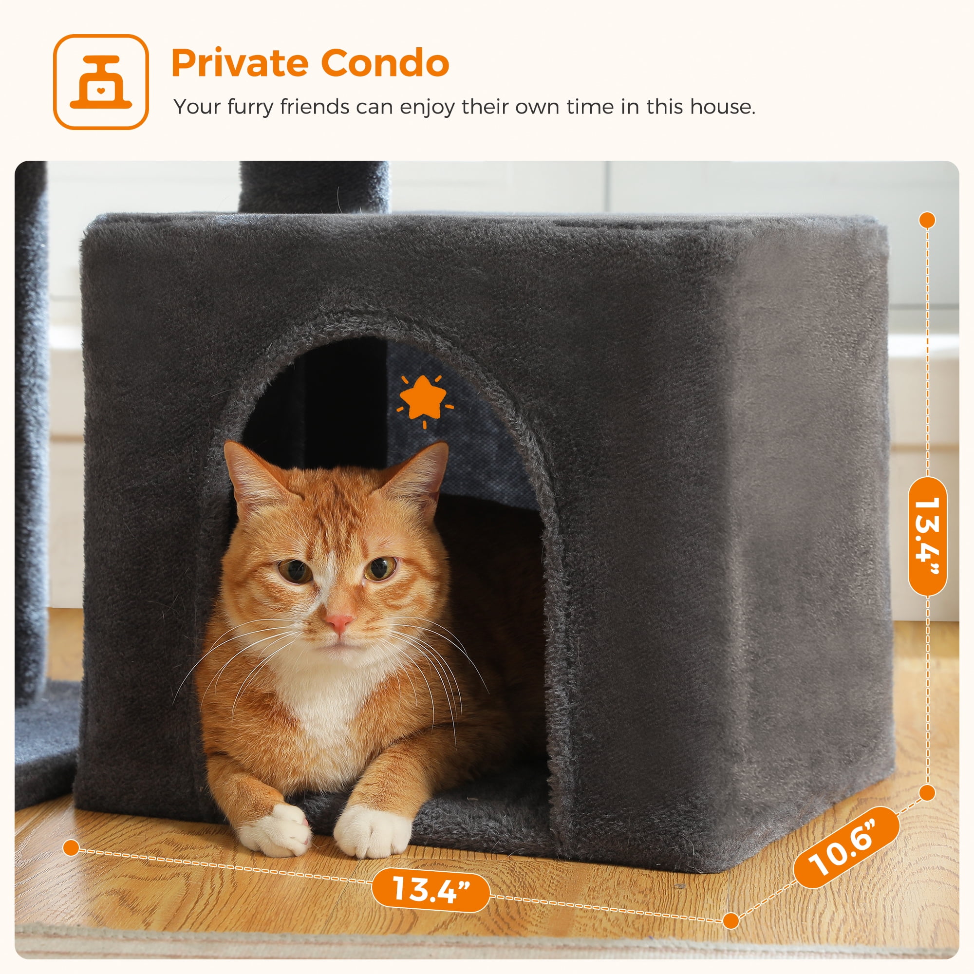 PAWZ Road 28" Small Cat Tree Tower Condo with Perch, Scratching Post for Indoor Cats, Dark Gray
