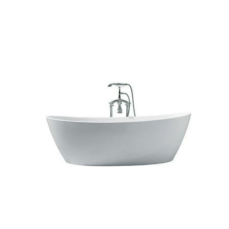 70 in. Acrylic Center Drain Oval Flat Bottom Freestanding Bathtub in White 70 in. Acrylic Center Drain Oval Flat Bottom Freestanding Bathtub in White
