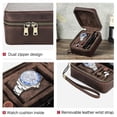 thumbnail image 2 of Caja de gemelos de cuero, estuche para reloj, organizador de gafas para hombre  Joyero de viaje con bandeja acolchada para gemelos, correas de reloj, gafas de sol, anillos y tachuelas, 2 of 9