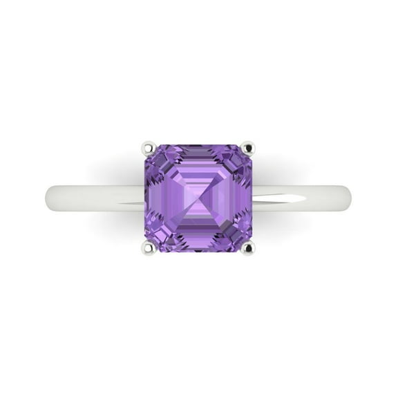 Clara Pucci 14K White Gold 2ct Alexandrite Solitaire Ring for Women