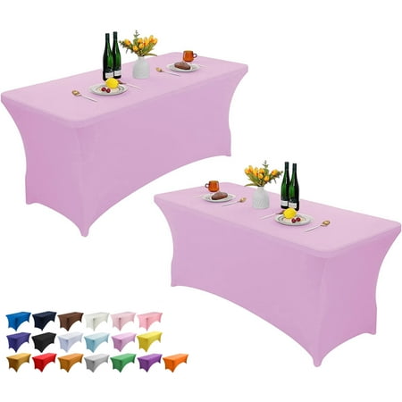 

Wolfway 2 Pack 6FT Stretch Spandex Table Cover Washable and Wrinkle Resistant Kitchen Spandex Tablecloth Fitted Rectangular Table for Party Banquet Weddings Cocktail and Festival