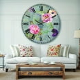 thumbnail image 2 of Designart 'Peonies and Paisley' Cabin Wall Clock, 2 of 4