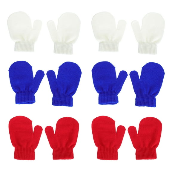 MERRYHAPY 6 Pairs Full Finger Winter Mittens Knitted Gloves Warm Outdoor Gloves Comfortable Assorted Colors