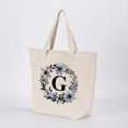 thumbnail image 2 of HIFA Initial Tote Bag for Women, Personalized Canvas Tote Bag - Two-Tone, Zipper Closure, Inner Pocket, Organic Cotton, Sturdy - Multipurpose Shoulder Bag Suitable for Shopping, Grocery, Beach, Travel, 2 of 5