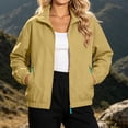 thumbnail image 2 of Women's Windbreaker Jackets without Hood Full Zip Stand Lapel Collar Windproof Waterproof Nylon Fall Coat (M, Yellow), 2 of 7