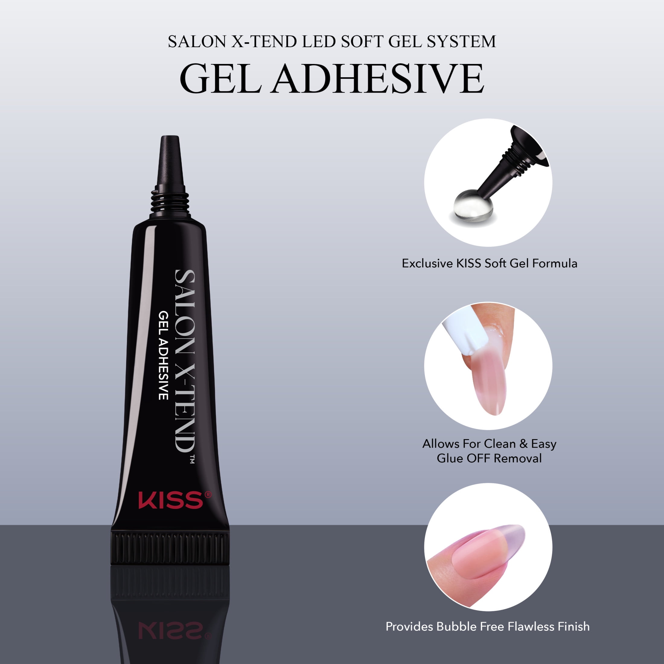 Salon X-tend LED Soft Gel System Clear Nails Starter Kit, Medium Almond, 64 Count