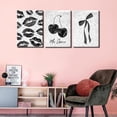thumbnail image 4 of Fashion Black White Lips And Cherry Canvas Wall Art Vintage Girl Funky Aesthetic Bow Wall Decor Ma Cherie Dark Coquette Posters Prints for Neutral Preppy Apartment Girl Room Unframed, 4 of 6