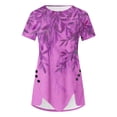 thumbnail image 3 of WREESH Womens Tunic Tops Casual Casual Button Printed Short Sleeve Blouse Short Sleeve Round Neck Blouse Hot Pink, 3 of 6