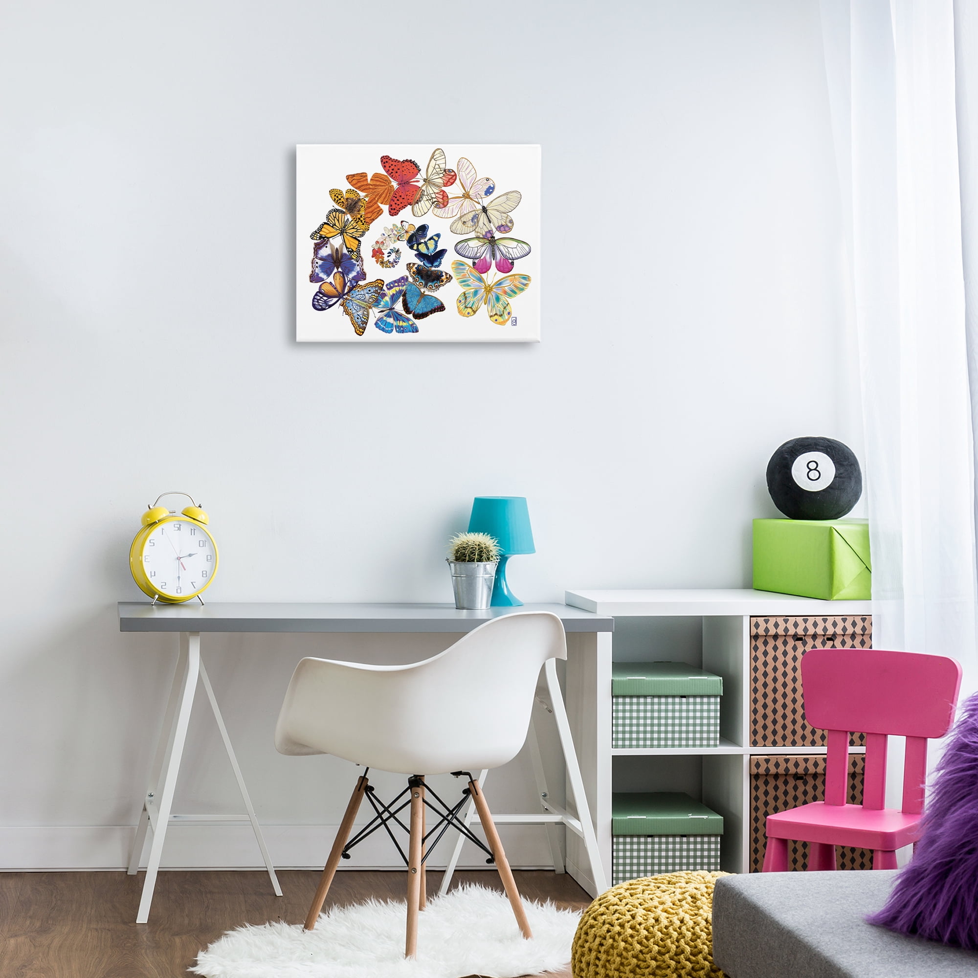 Stupell Industries Flying Butterfly Spiral Animals Painting Wrapped Canvas Art Print Wall Art, 20 x 16