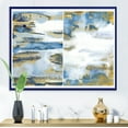 thumbnail image 2 of Designart 'Gold and Dark Blue Abstract Waves III' Modern Framed Canvas Wall Art Print, 2 of 4