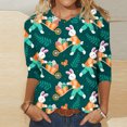 thumbnail image 2 of Happy Easter Shirts for Women 3/4 Sleeve Round Neck Easter Eggs Bunny Print T-Shirts 2024 Trendy Tee Tops Army Green,XL, 2 of 6