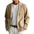 thumbnail image 2 of Men Wool Blazer Notched Lapel Single Breasted 2 Button Closure Coat Long Sleeve Business Casual Fall Winter Jacket with Pockets, 2 of 6