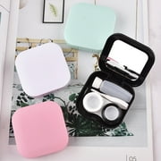 Visland 1 Pack Colorful Contact Lenses Case Eye Contact Lenses Container Kit with Mirror Solution Bottle Tweezers