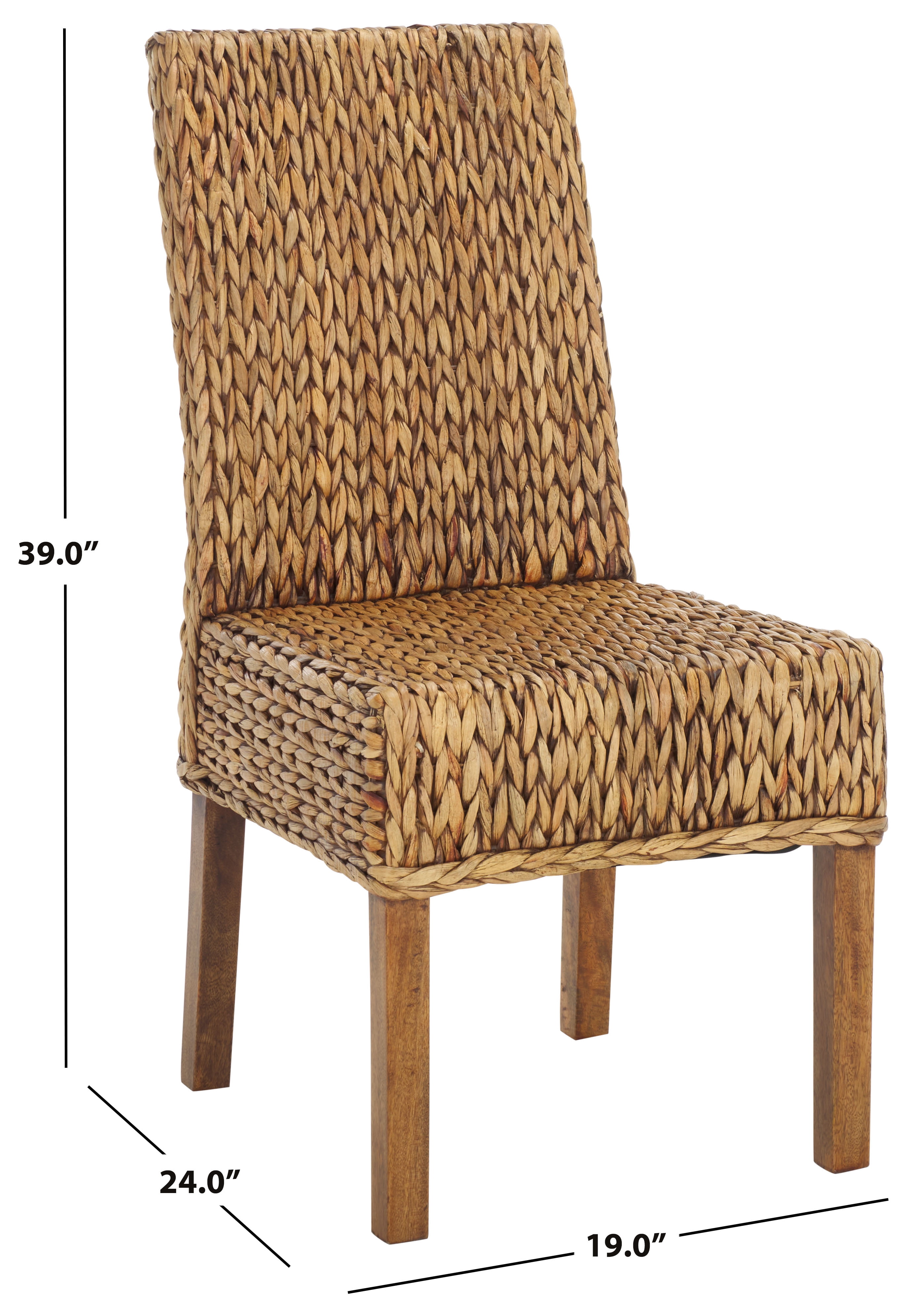 Safavieh Sanibel Water Hyacinth Coastal Side Chair, Golden Brown (Set of 2)