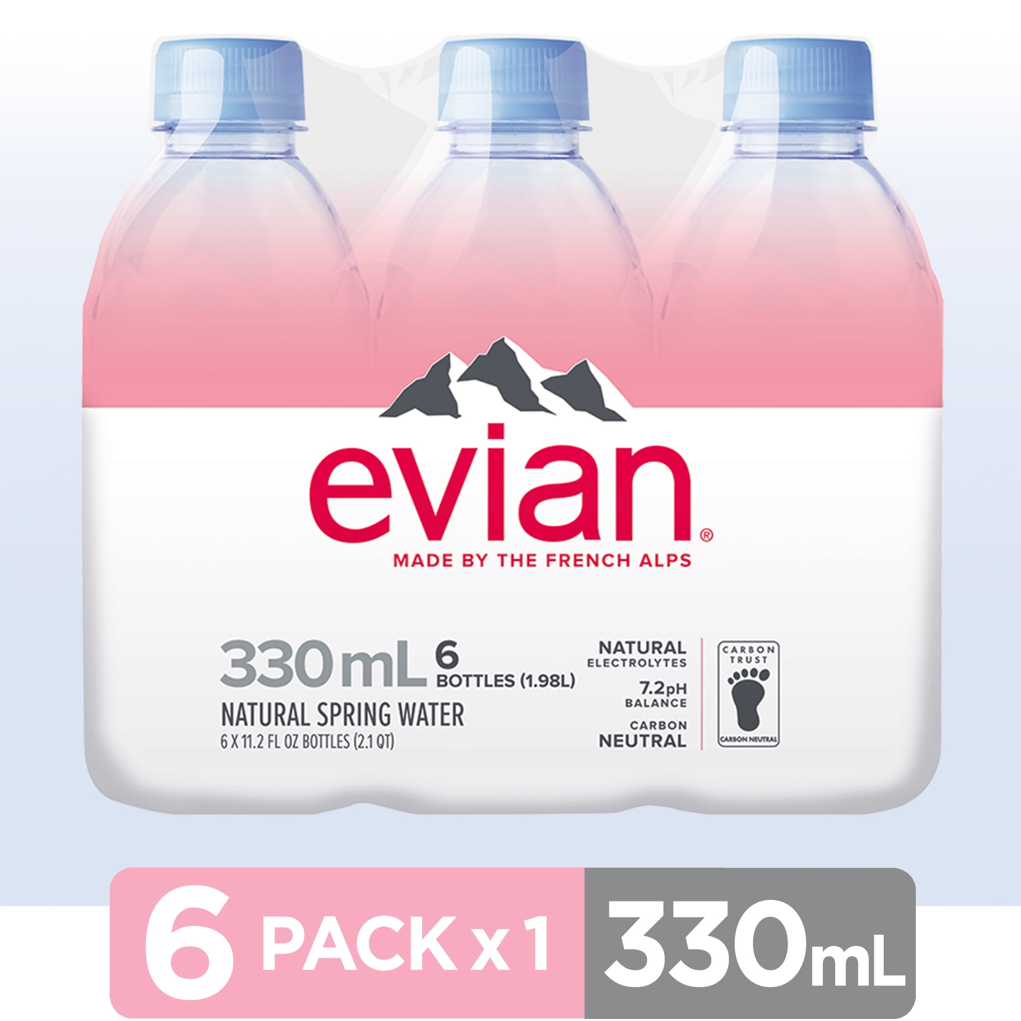 (Pack of 4) evian Natural Spring Water, 330 ML bottles, 6 Count