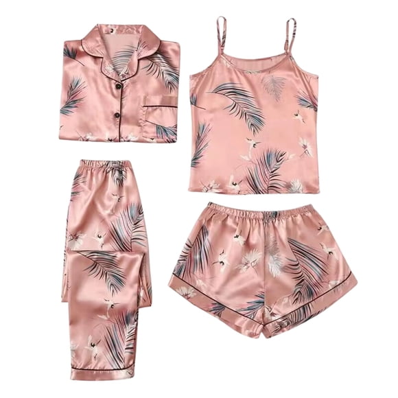 Huaizzzy Women Pajama Sets Soft Comfortable Sleepwear Wear Nightwear for Women Cozy Home Outfit Relaxing Loungewear Set Casual Sleep Shirt and Pants Bridal Party Getting Ready Outfits Silk Pajama