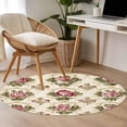 thumbnail image 3 of Area Rug 48in, Gradient Red Blossom Floral Floor Carpet Living Room Rug, Delicate Golden Pattern Non-Slip Welcome Mat Indoor Rugs for Bedroom Dining Room, 3 of 9